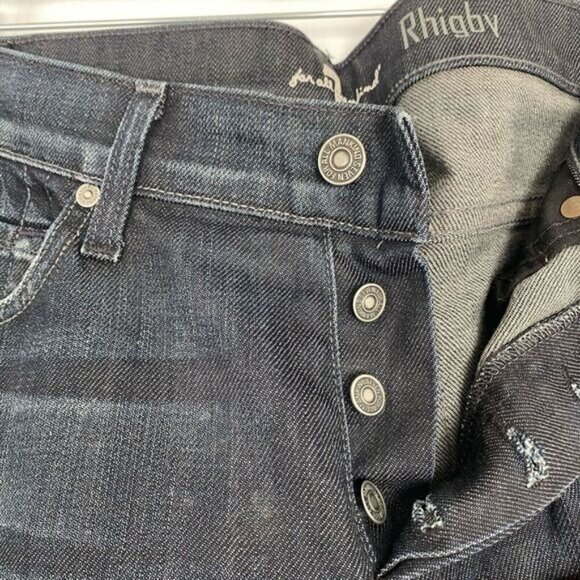 7 For All Mankind Men's Blue Jeans Size 33 Blue Rhigby Stretch.Buttons USA - Picture 8 of 12